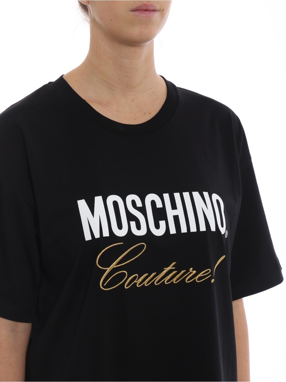 Moschino Couture Oversized Black Gold Logo Tee XS